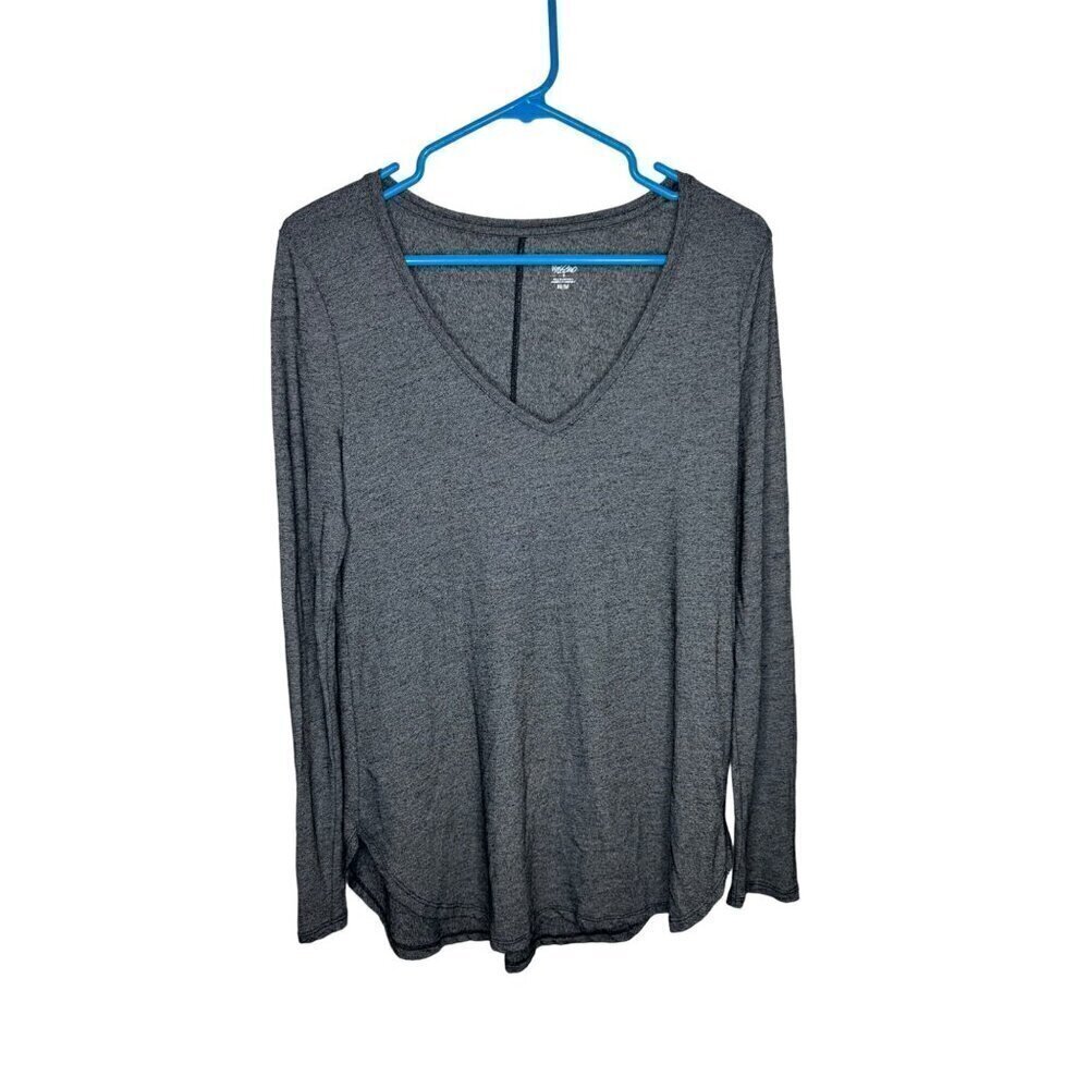 Mossimo Long Sleeve V-Neck Top Gray Medium